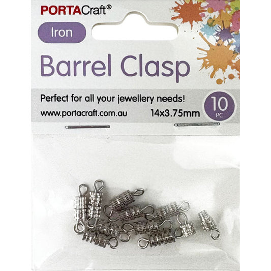 Barrel Clasps 14x3.75mm 10pk Iron
