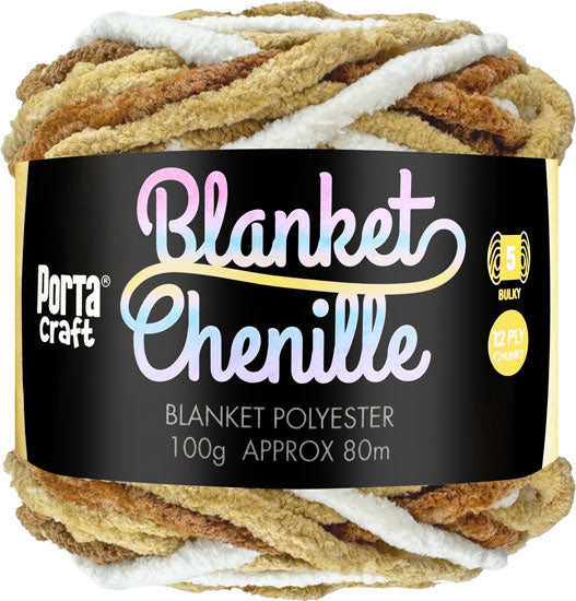 Chenille Blanket Yarn 100g 80m 12ply - Coffee Swirl