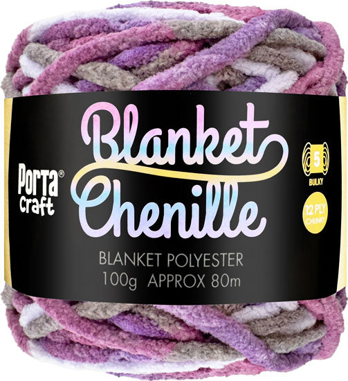 Chenille Blanket Yarn 100g 80m 12ply - Berry Neapolitan