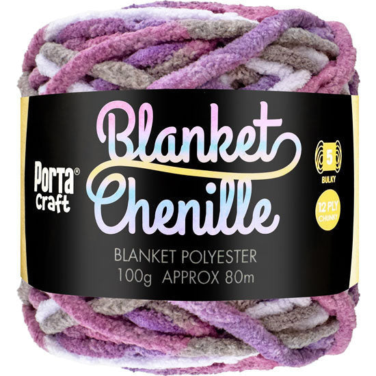 Chenille Blanket Yarn 100g 80m 12ply - Berry Neapolitan