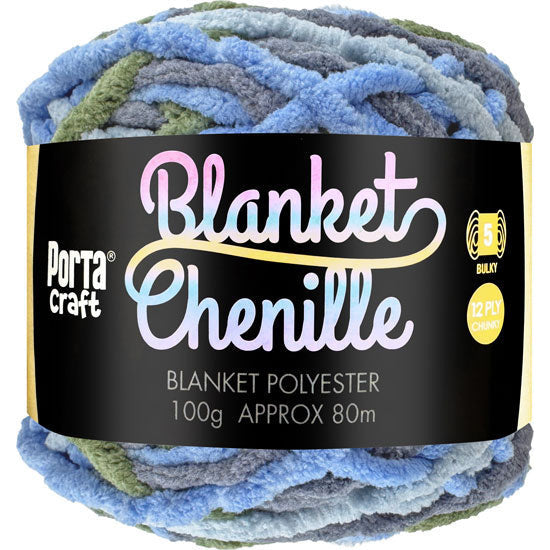 Chenille Blanket Yarn 100g 80m 12ply - Dolphin