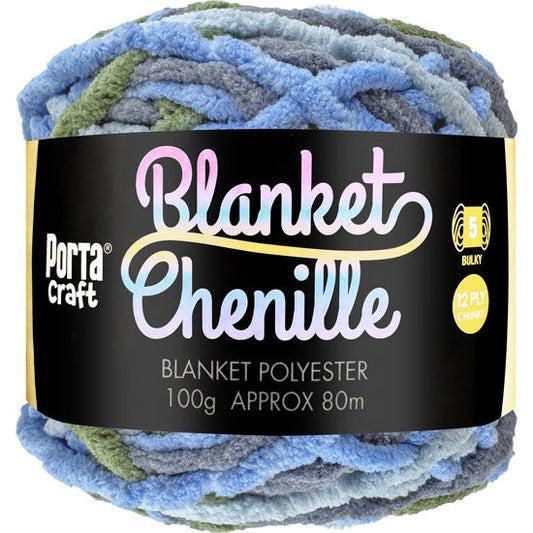 Chenille Blanket Yarn 100g 80m 12ply - Dolphin