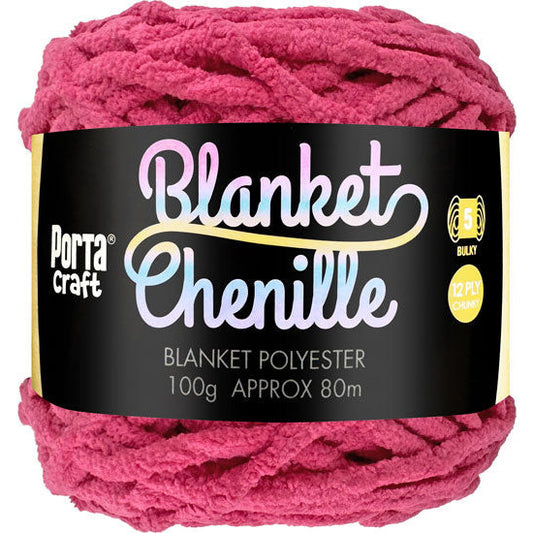 Chenille Blanket Yarn 100g 80m 12ply - Solid Fuchsia
