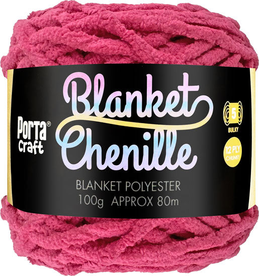 Chenille Blanket Yarn 100g 80m 12ply - Solid Fuchsia