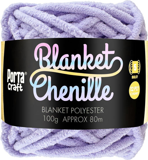 Chenille Blanket Yarn 100g 80m 12ply - Solid Lavender