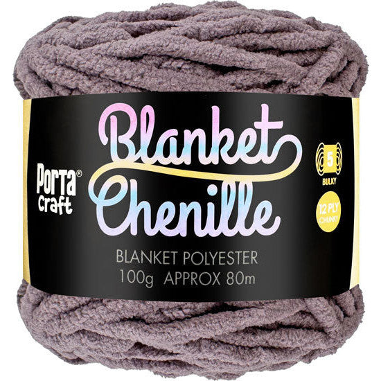 Chenille Blanket Yarn 100g 80m 12ply - Solid Aubergine