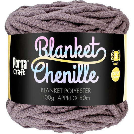 Chenille Blanket Yarn 100g 80m 12ply - Solid Aubergine