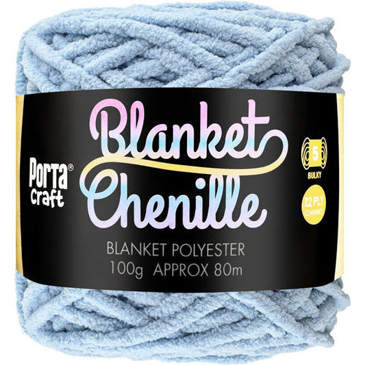 Chenille Blanket Yarn 100g 80m 12ply - Solid Rain Cloud