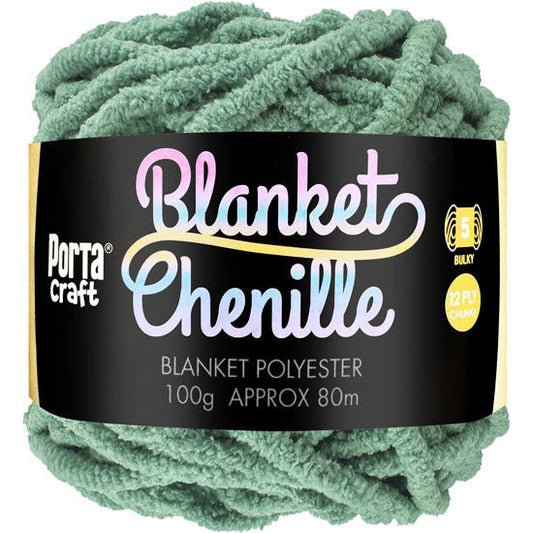 Chenille Blanket Yarn 100g 80m 12ply - Solid Eucalyptus