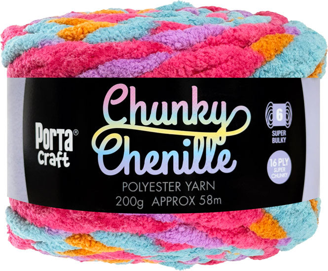 Chunky Chenille Yarn 200g 58m Multi Pixie Coral
