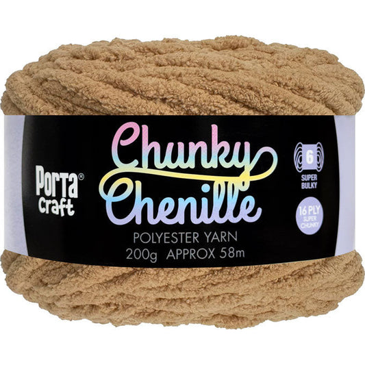 Chunky Chenille Yarn 200g 58m Solid Latte