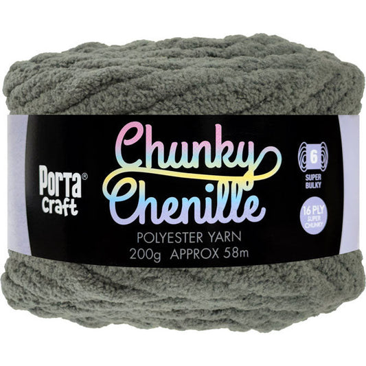 Chunky Chenille Yarn 200g 58m Solid Dove Grey