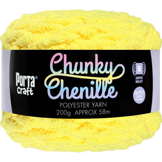 Chunky Chenille Yarn 200g 58m Solid Lemon