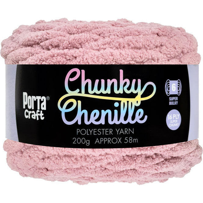 Chunky Chenille Yarn 200g 58m Solid Mauve