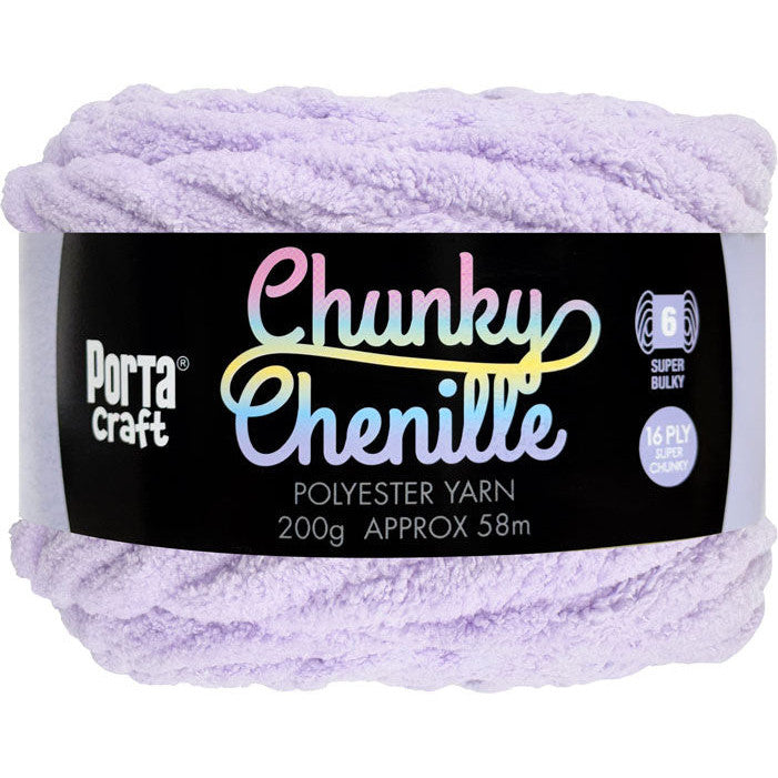 Chunky Chenille Yarn 200g 58m Solid Lavender