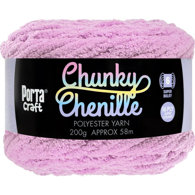 Chunky Chenille Yarn 200g 58m Solid Lilac
