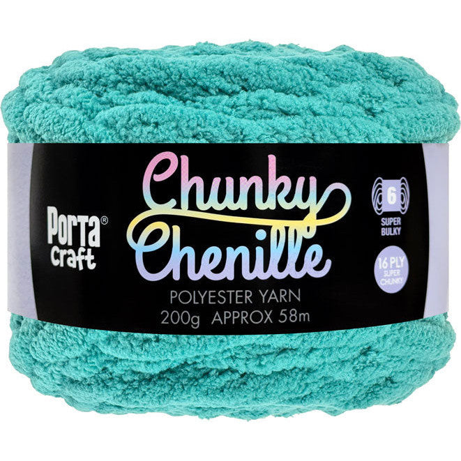 Chunky Chenille Yarn 200g 58m Solid Teal