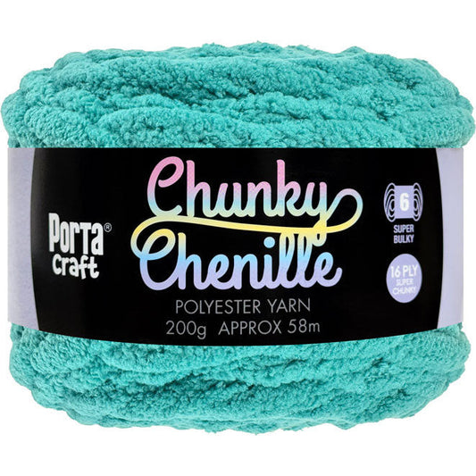 Chunky Chenille Yarn 200g 58m Solid Teal