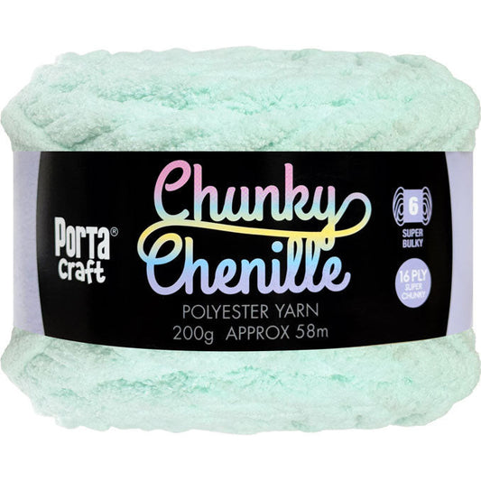 Chunky Chenille Yarn 200g 58m Solid Baby Blue
