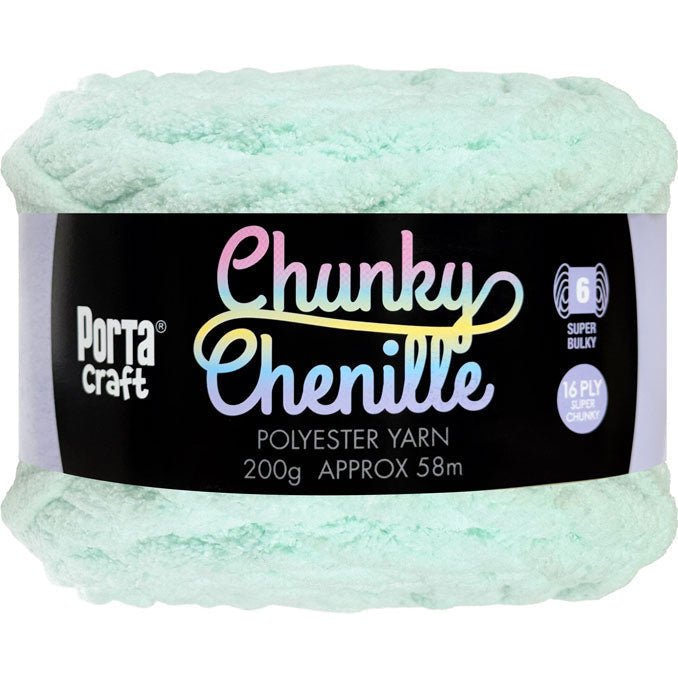 Chunky Chenille Yarn 200g 58m Solid Baby Blue