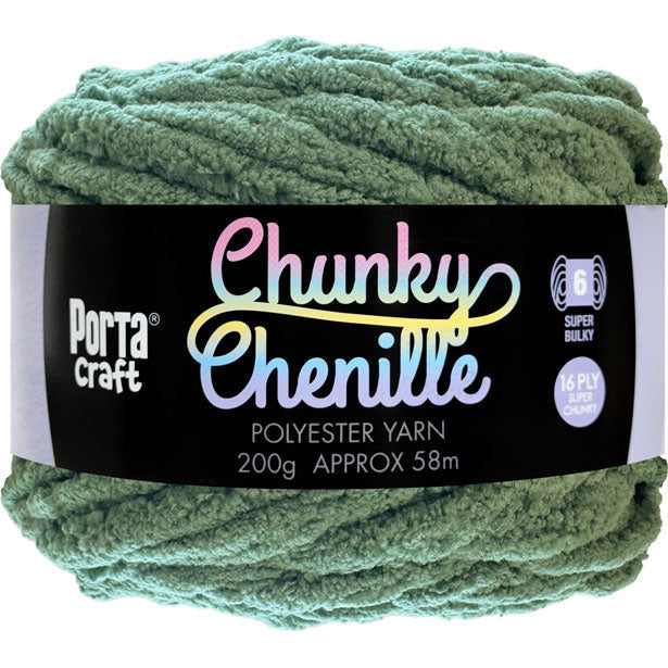 Chunky Chenille Yarn 200g 58m Solid Eucalyptus