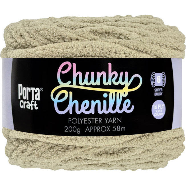 Chunky Chenille Yarn 200g 58m Solid Taupe