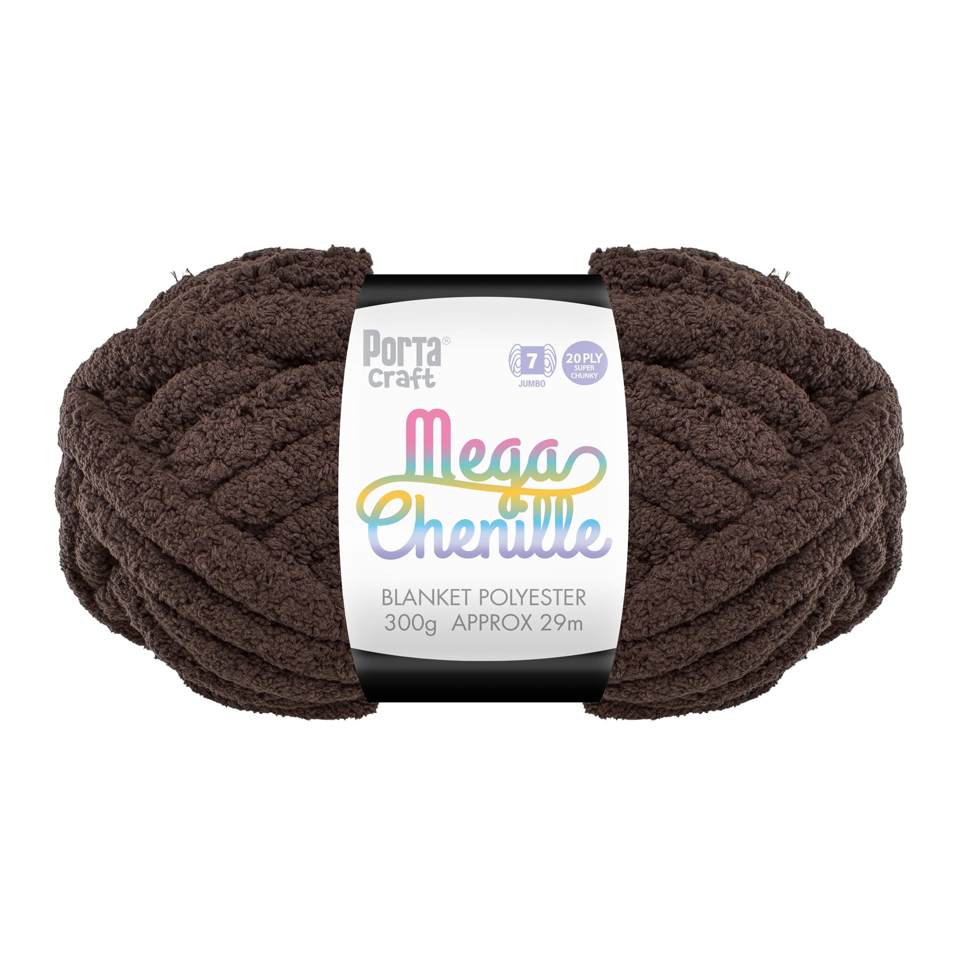 Mega Chenille Yarn 300g 29m Solid Chocolate