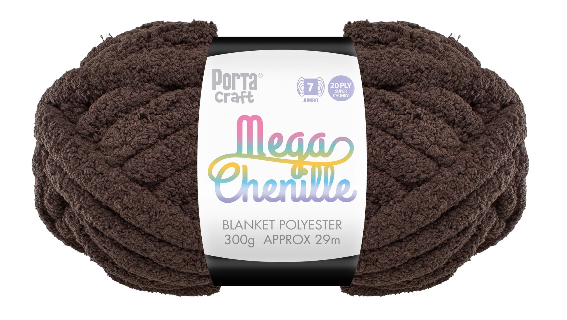 Mega Chenille Yarn 300g 29m Solid Chocolate
