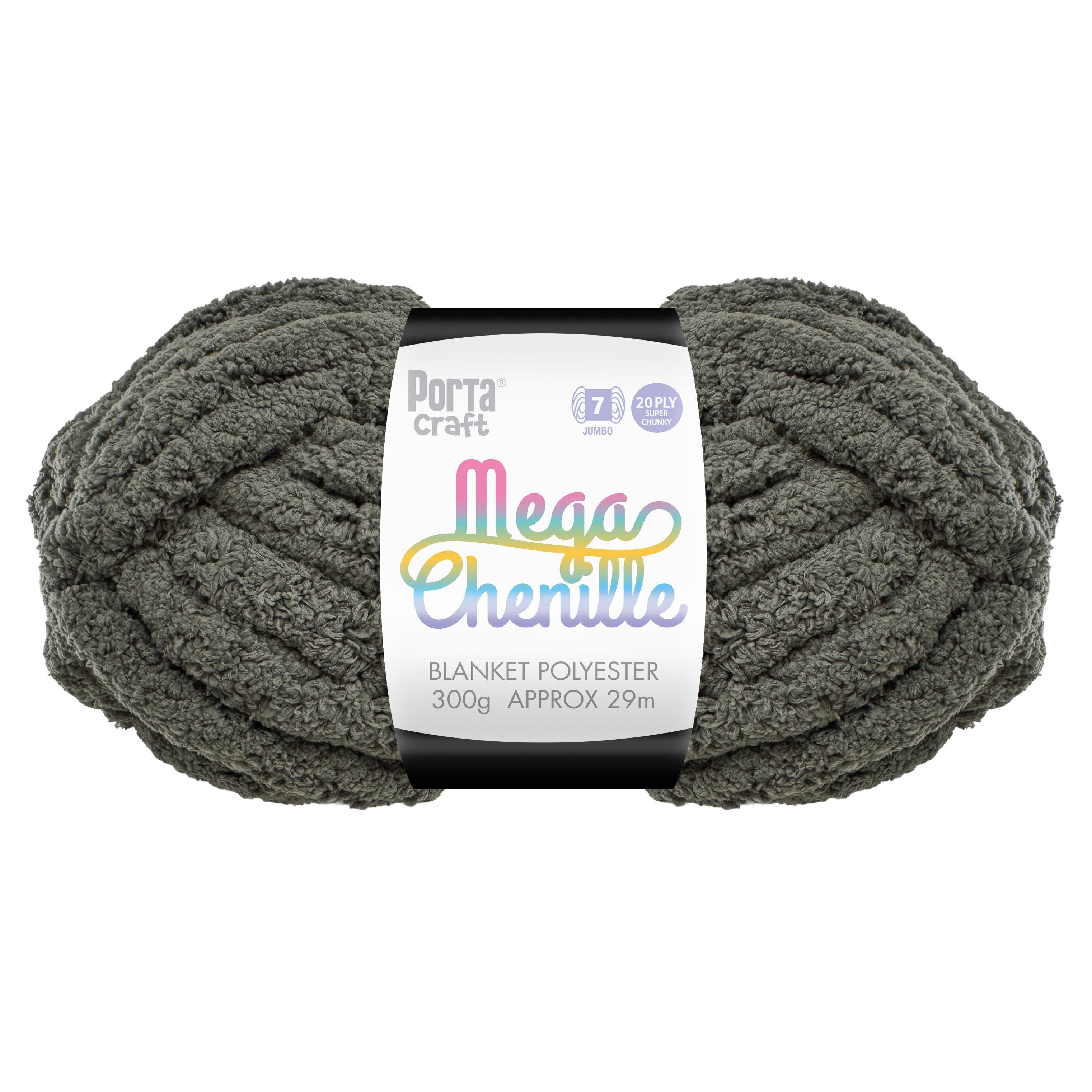 Mega Chenille Yarn 300g 29m 20ply Solid Dove Grey - Discount Craft