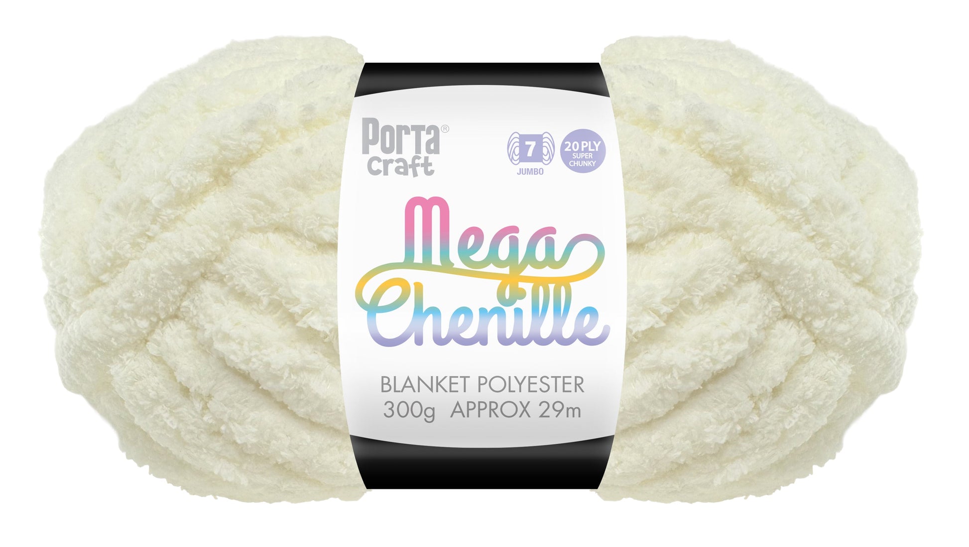 Mega Chenille Yarn 300g 29m Solid Cream