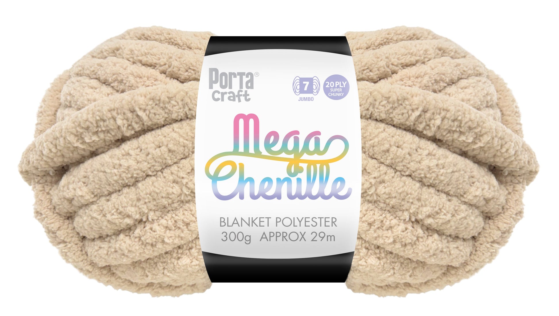 Mega Chenille Yarn 300g 29m Solid Flat White