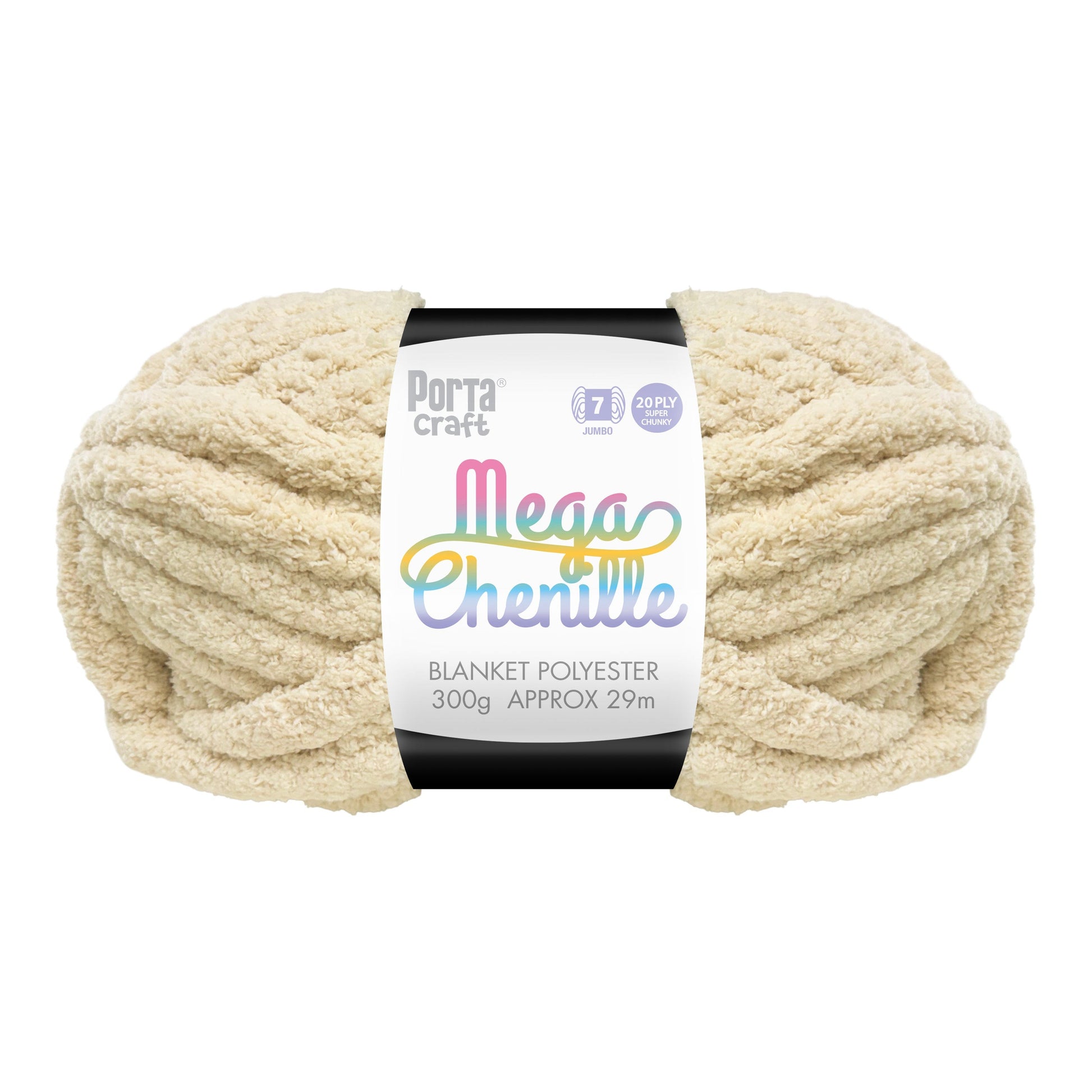 Mega Chenille Yarn 300g 29m Solid Ivory