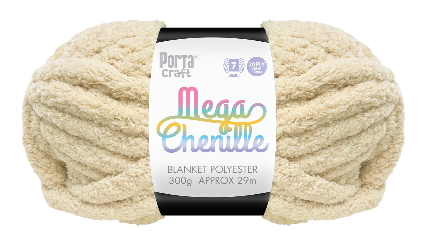 Mega Chenille Yarn 300g 29m Solid Ivory
