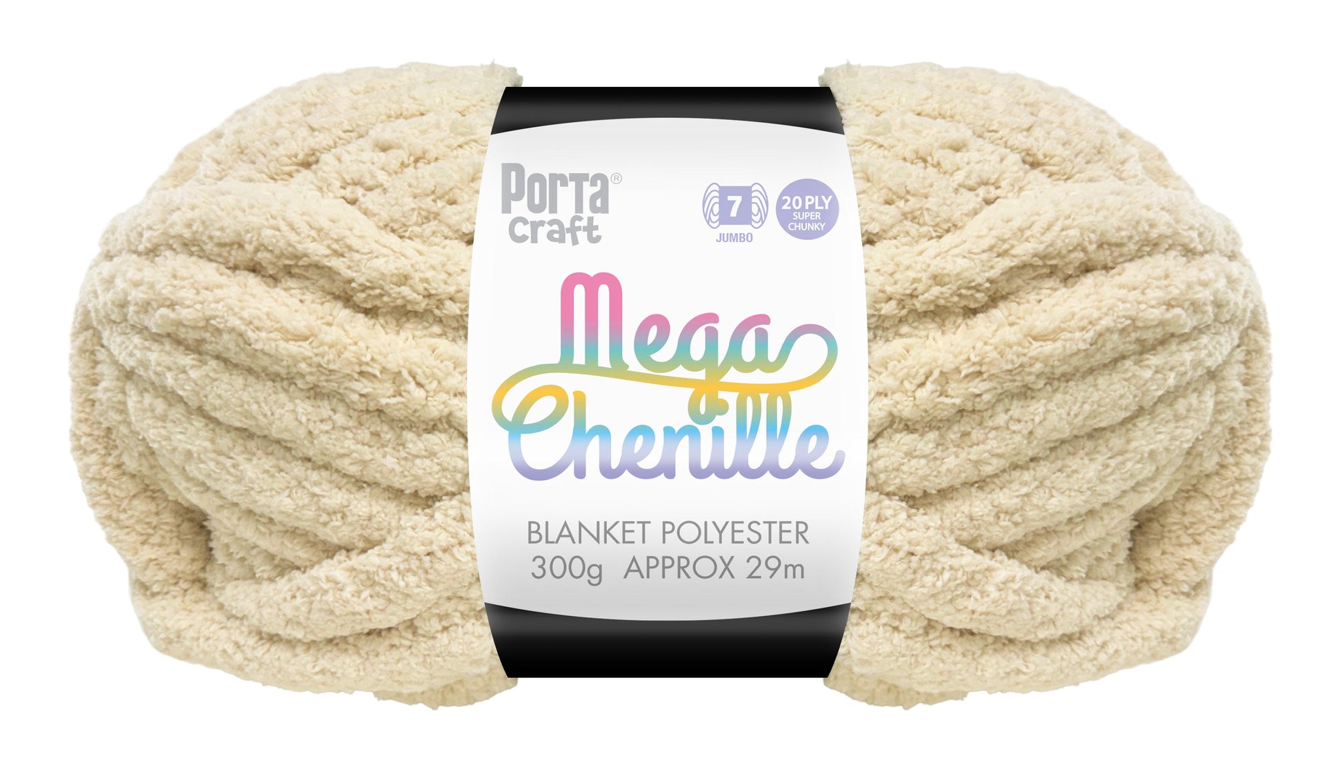 Mega Chenille Yarn 300g 29m Solid Ivory