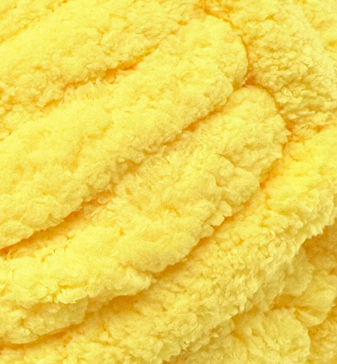 Chenille Jumbo Thick Yarn in Lemon Colour