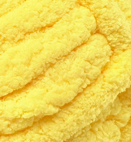 Chenille Jumbo Thick Yarn in Lemon Colour