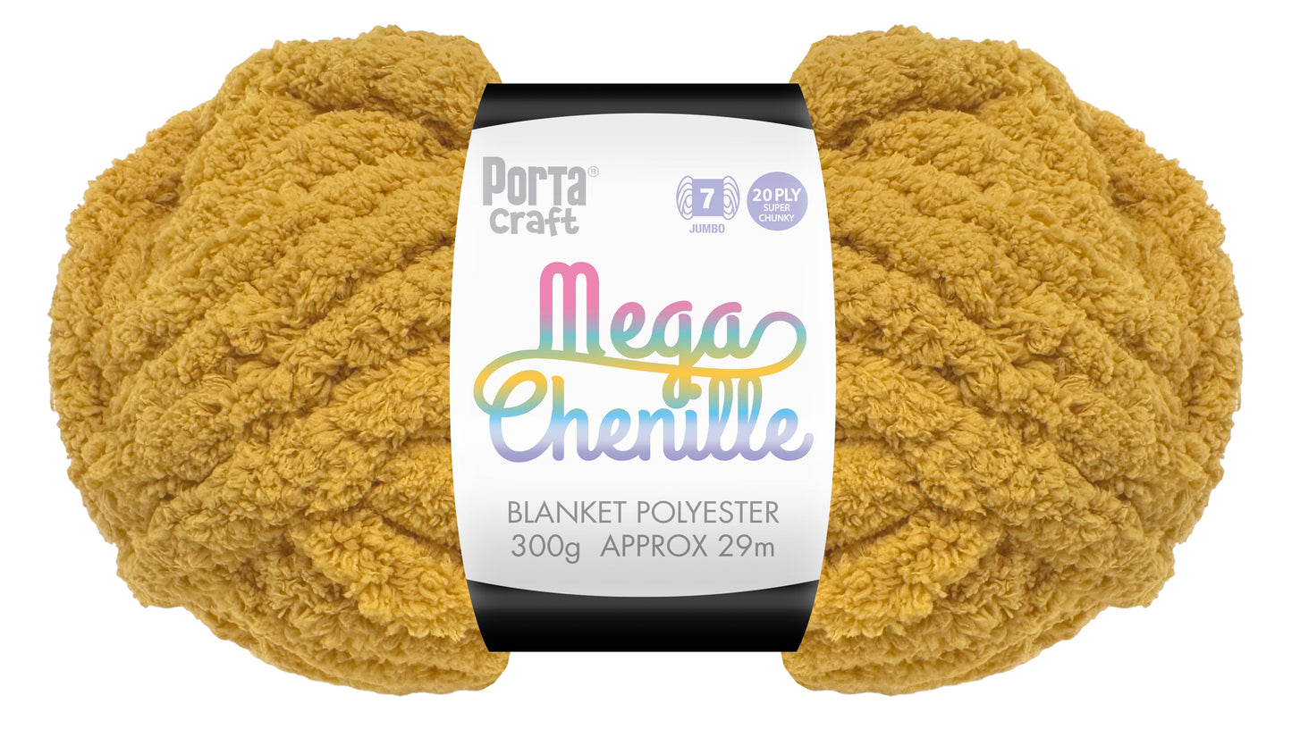 Mega Chenille Yarn 300g 29m Solid Mustard