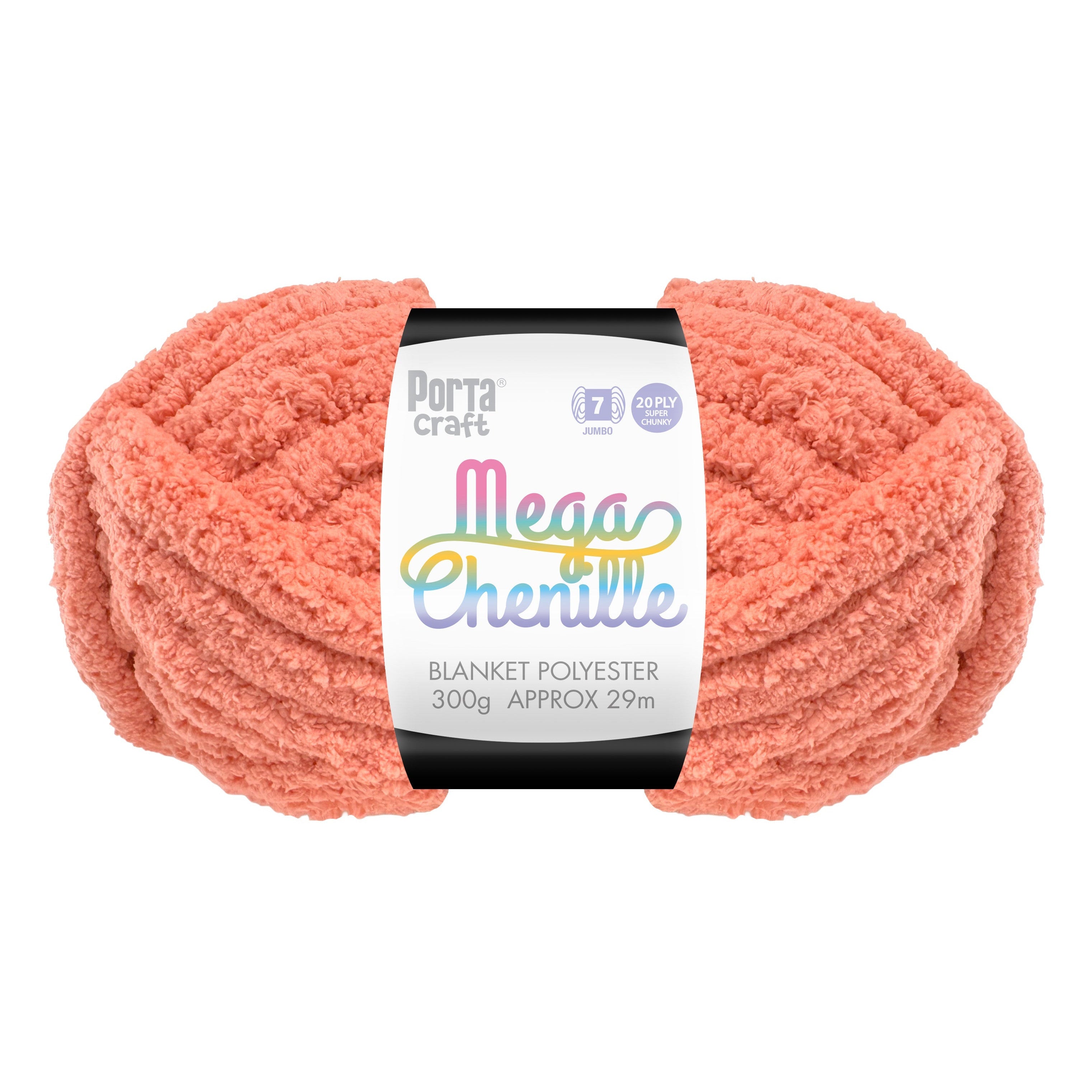 Mega Chenille Yarn 300g 29m 20ply Solid Salmon - Discount Craft