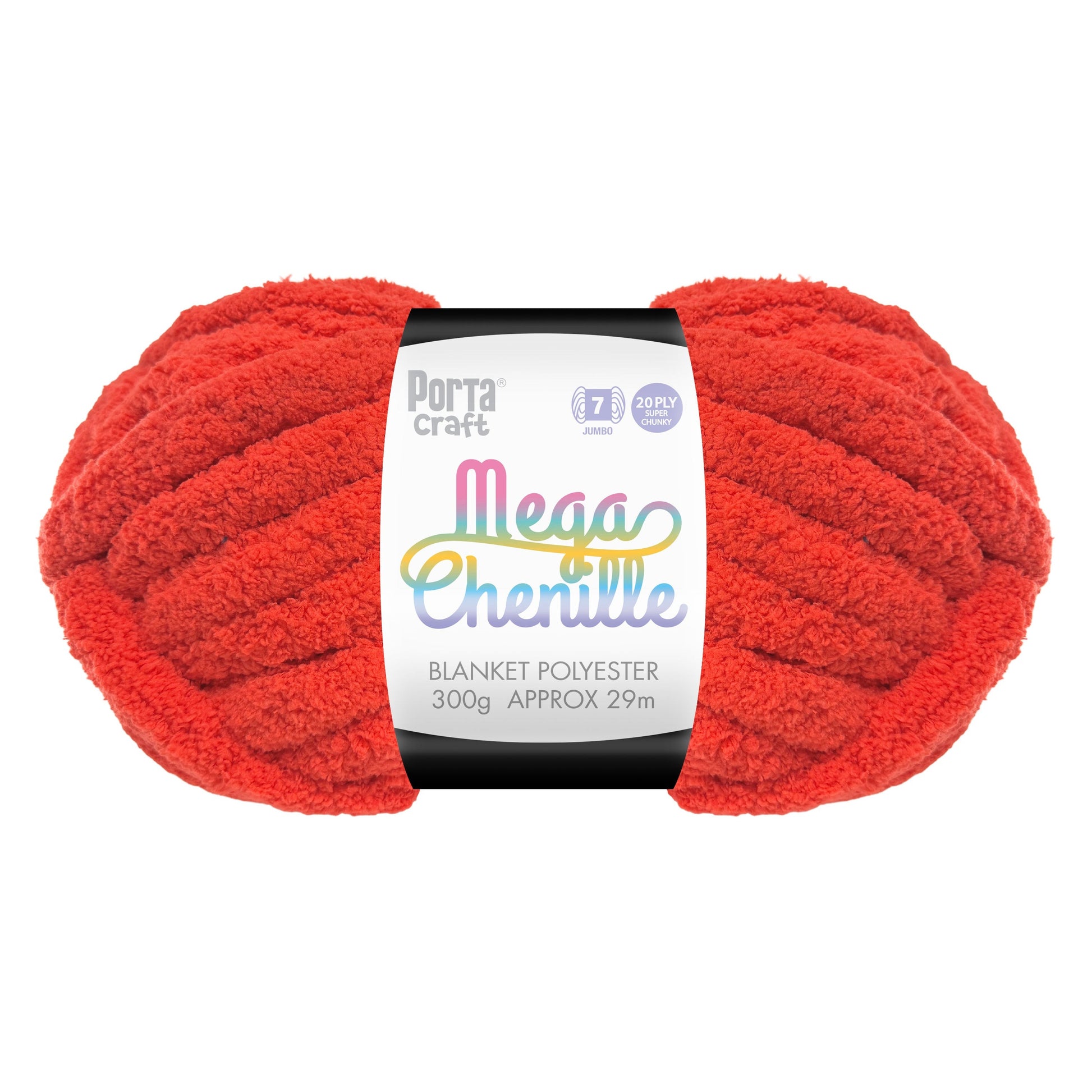 Mega Chenille Yarn 300g 29m Solid Red