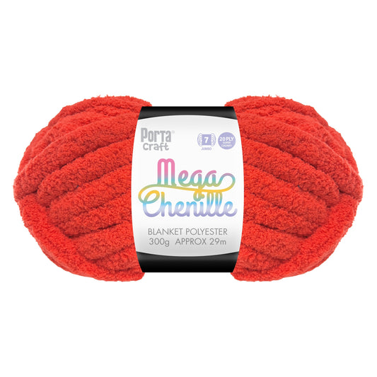 Mega Chenille Yarn 300g 29m Solid Red