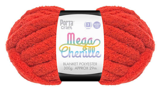 Mega Chenille Yarn 300g 29m Solid Red