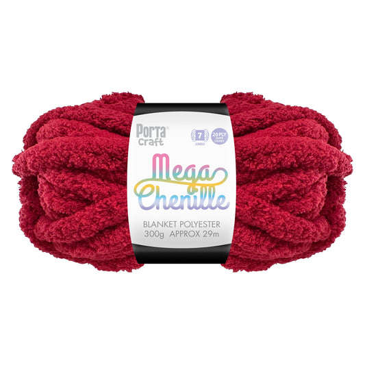Mega Chenille Yarn 300g 29m Solid Crimson