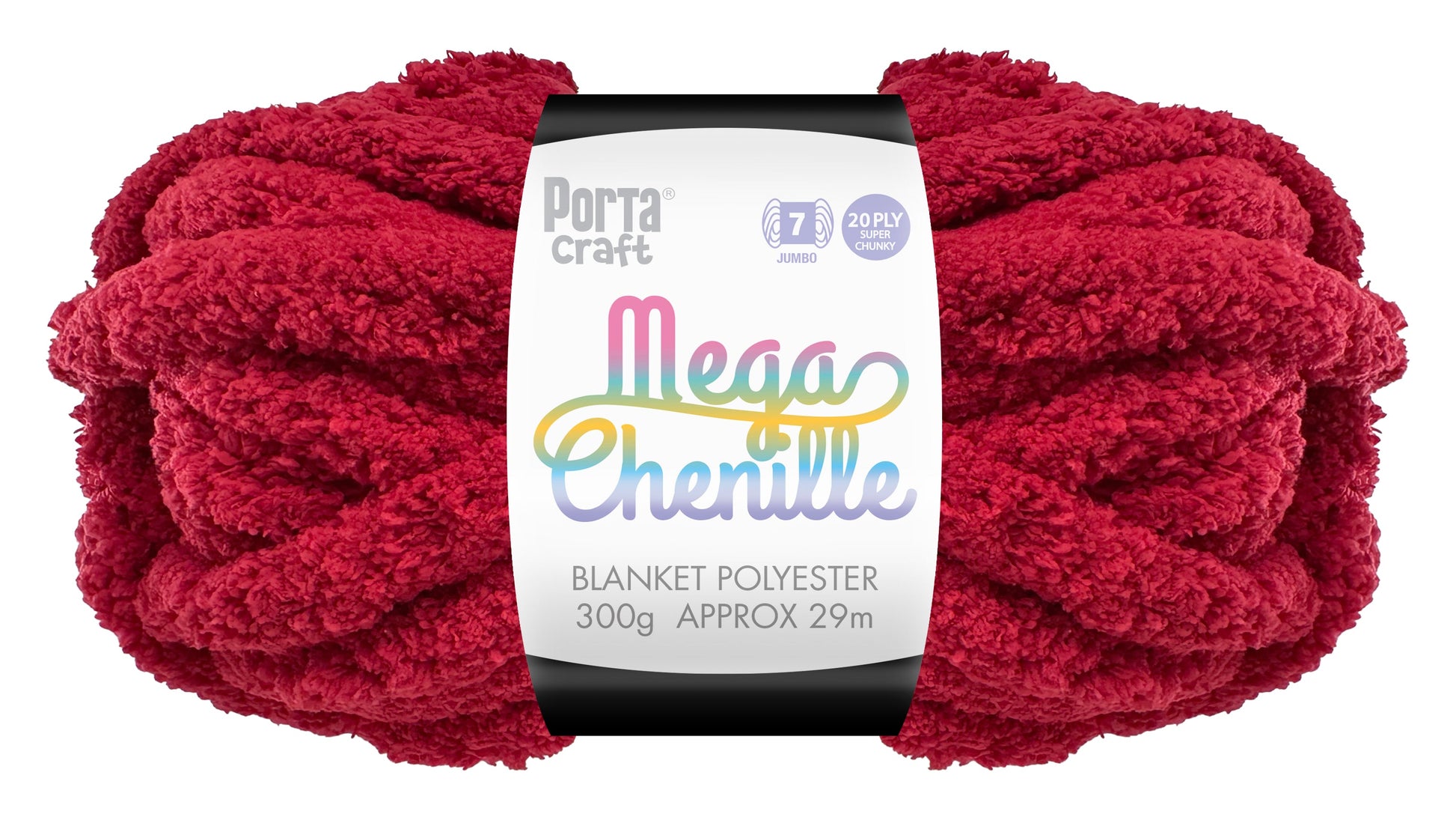 Mega Chenille Yarn 300g 29m Solid Crimson