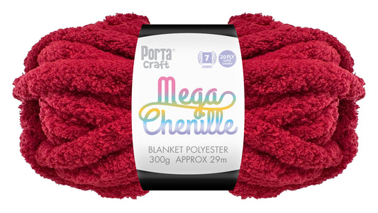 Mega Chenille Yarn 300g 29m Solid Crimson