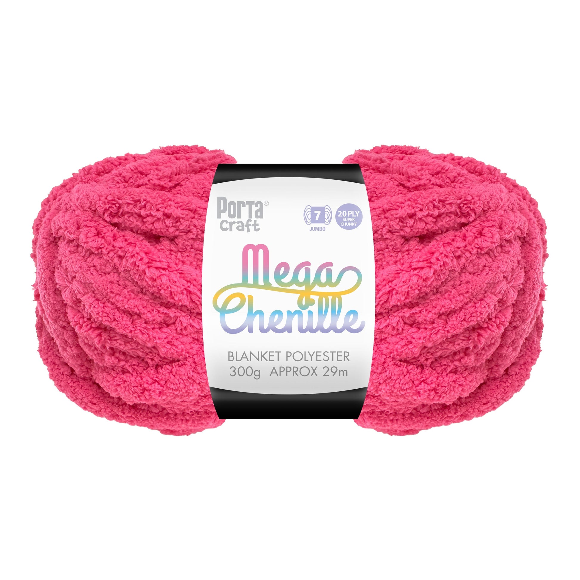 Mega Chenille Yarn 300g 29m Solid Hot Pink