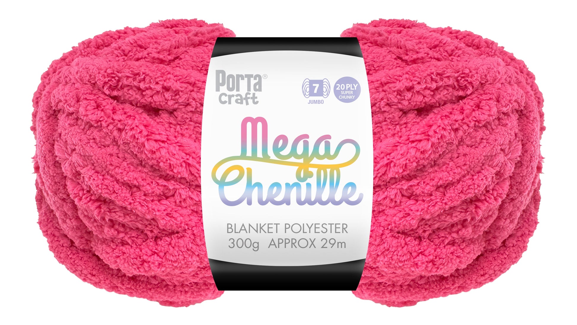Mega Chenille Yarn 300g 29m Solid Hot Pink