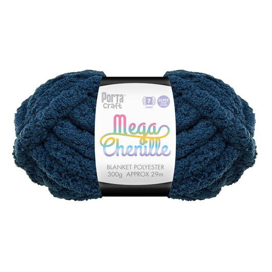 Mega Chenille Yarn 300g 29m Solid Dark Blue