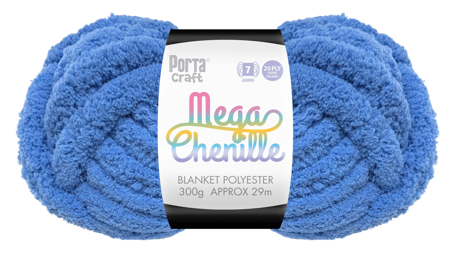 Mega Chenille Yarn 300g 29m Solid BrightBlue