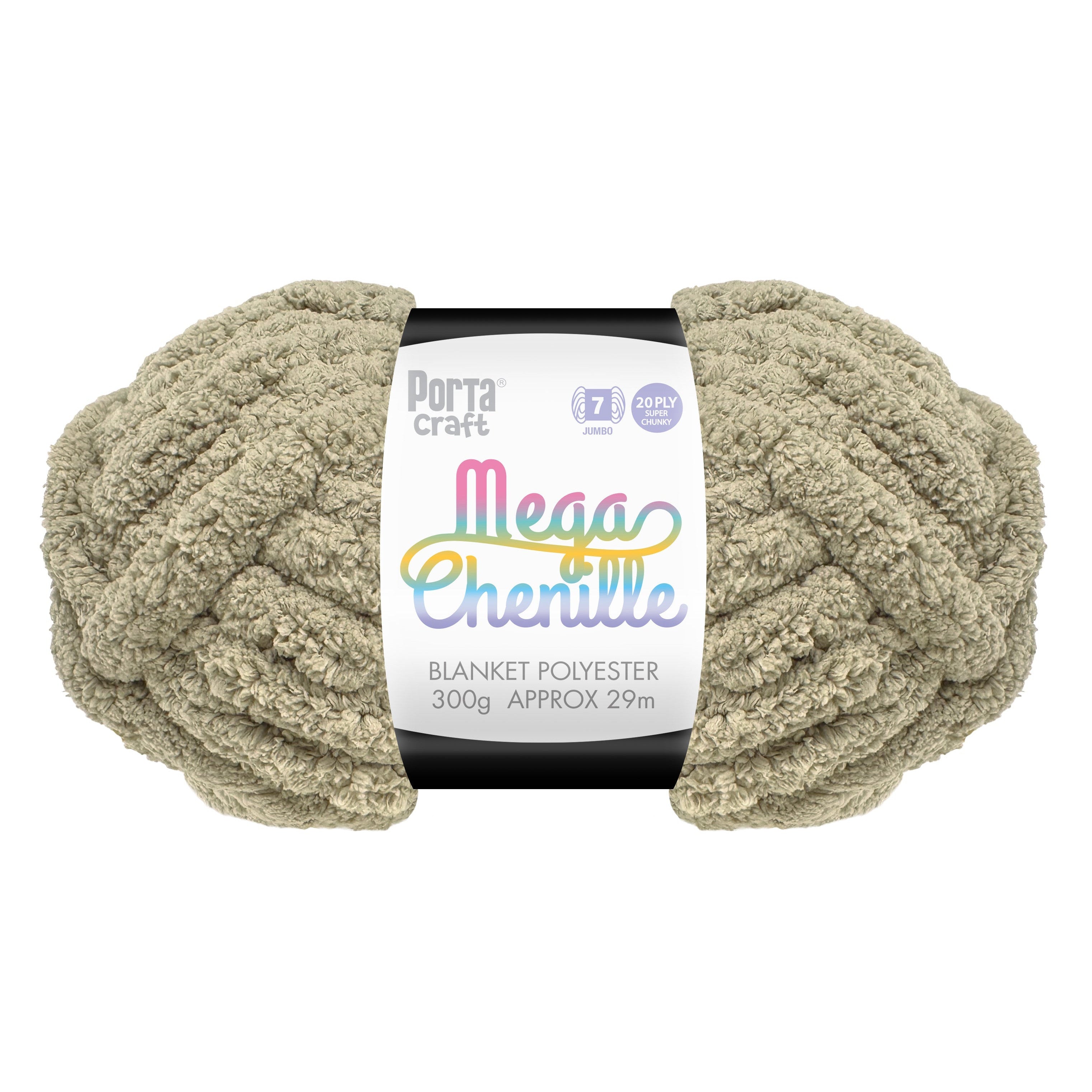 Mega Chenille Yarn 300g 29m 20ply Solid Taupe - Discount Craft
