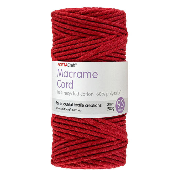 Macrame Cord 280g 3mm 93m Twisted 15 Crimson